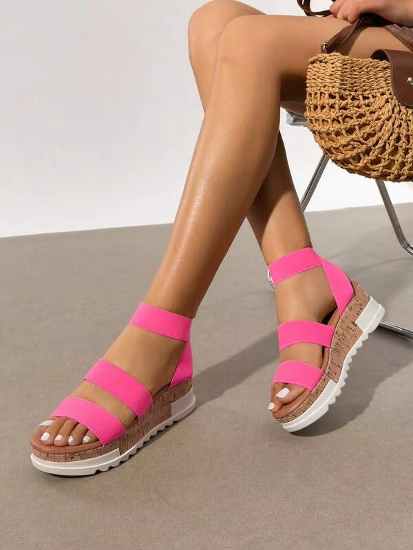 Women's Wedges Flatform Platform Sandals Open Toe Elastic Strap Casual Outing Vacation Flatform Platform Valentine's Day Summer Shoes