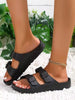 Women's Black Sandals, Double Strap EVA Slide Sandals With Buckle, Non-Slip, Lightweight, Durable, Soft, Comfortable, Shock-Absorbing, Suitable For Outdoor, Beach